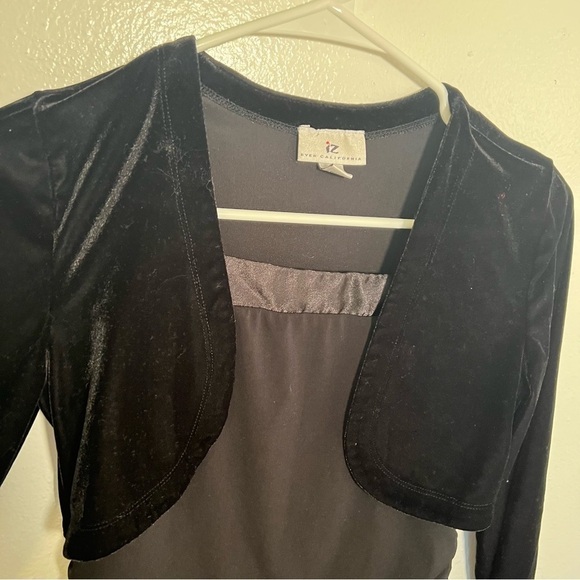 IZByer Formal Dress Black Silver Metallic Dots Velvet - Picture 3 of 11